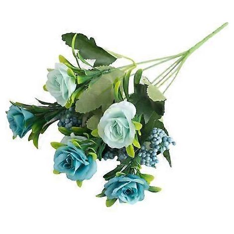 1 rose artificielle romantique à 6 têtes, idéale pour la décoration de mariage, maison et jardin.bleu (1/5)