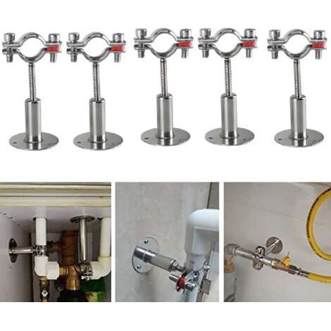 5Pcs Adjustable Pipe Support Clamps Stainless Steel Wall Mount Pipe Bracket Strong Stable for Diameter 32-34mm for Fixing Pipes, Tubes, Rods, etc. (1/4)