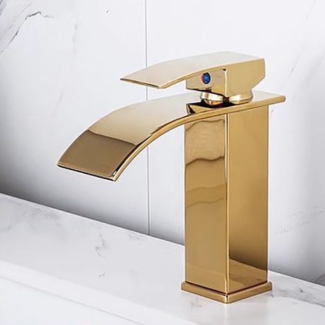 Mitigeur de lavabo noir moderne pour salle de bain, mitigeur monocommande en laiton, robinet mitigeur eau chaude/eau froide noir mat