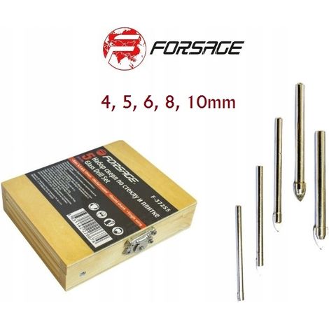SET DI 5 PUNTE PER TRAPANO PER VETRO E PIASTRELLE, 4-10 MM