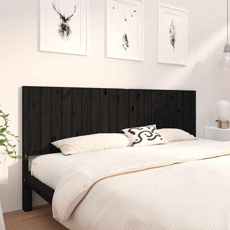 vidaXL Cabecero de cama madera maciza de pino negro 205,5x4x100 cm (1/5)