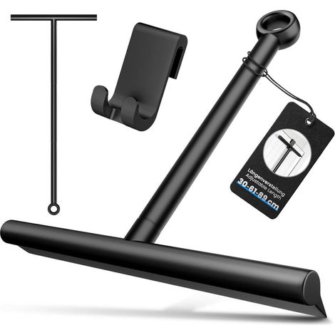 Verstellbarer Duschabzieher 30-61-89cm in Schwarz mit Halterung (1/5)