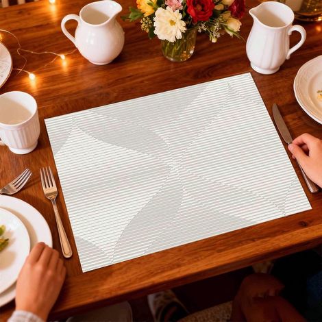 Lot de 4 sets de table, dessous de verre, napperons, dessous de plat en polyester clair, imprimés à plat, motif géométrique minimaliste moderne, pour la cuisine et la salle à manger, idéal pour Holi (1/5)