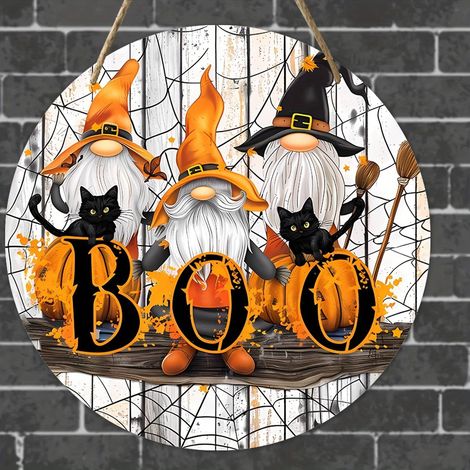 Guirlande Porte Fantôme Bois - Décoration Halloween Mur Extérieur Intérieur - Panneau Accrochage Porte Mur - 1 Pièce (1/5)
