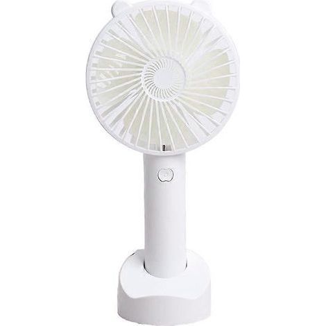 Mini ventilateur électrique portable d'été avec poignée, outil de rafraîchissement avec support, blanc, idéal pour les étudiants, l'extérieur, les dortoirs et les bureaux.-AquaForge (1/4)
