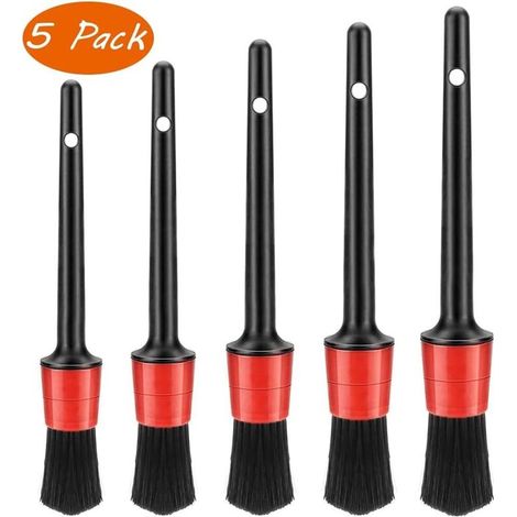 Brosse Nettoyage Voiture, 5 Pcs Jeu de Pinceaux à Détails Automatiques, pour Le Nettoyage intérieur d'automobile