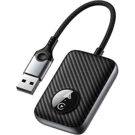 Adaptateur CarPlay sans fil 2 en 1, dongle intelligent pour Android Auto et Apple CarPlay (version filaire vers sans fil), noir (1/5)
