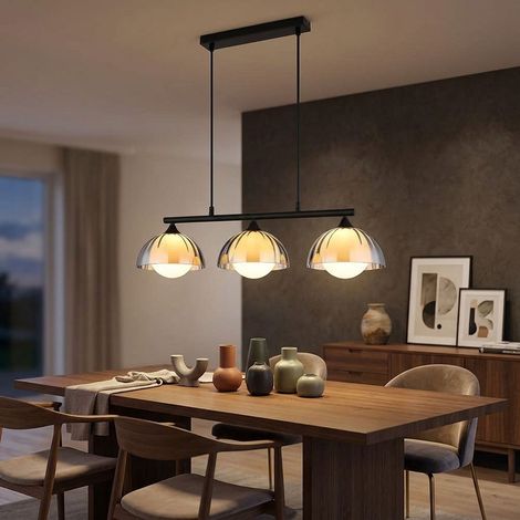 Suspension LED, lampe de salle à manger, verre fumé noir, H 120 cm (1/5)
