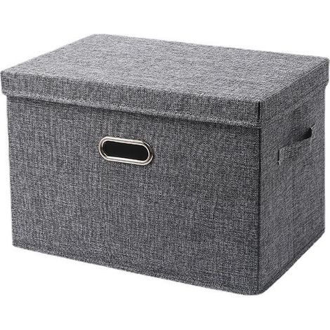 Panier de rangement avec couvercle, boîte à jouets pliable en tissu, gris, 37 x 27 x 26 cm, 1 pièce (1/3)