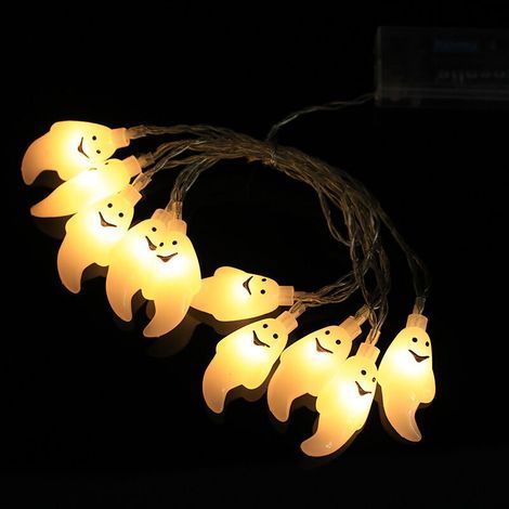 Décoration d'Halloween en une seule pièce, 20 LED blanches fantômes, guirlande lumineuse pour Halloween, guirlande lumineuse extérieure, décoration d'Halloween. (1/5)