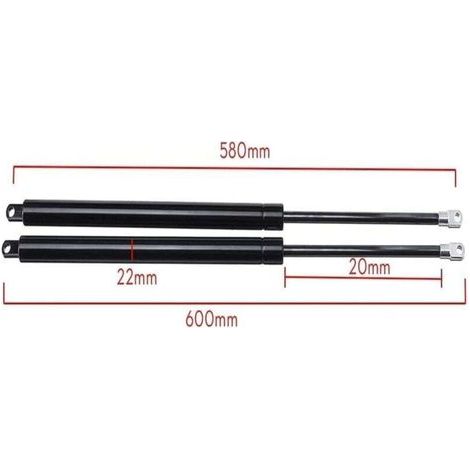 2x Gasdruckfedern – Pneumatische Gasdruckfedern für den Kofferraum – Kraft 750 N – Länge 580 mm – Einfache Montage ohne Bohren (1/5)