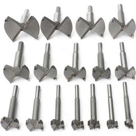 16 pezzi (15 mm - 35 mm) punte per fresatrice in carburo per l'installazione di perline per la lavorazione del legno, porte in legno, cassetti, punte per trapano per la lavorazione del legno per reali