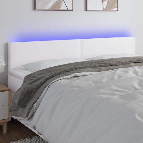 Cabecero con LED cuero sintético blanco 160x5x78/88 cm vidaXL (1/5)