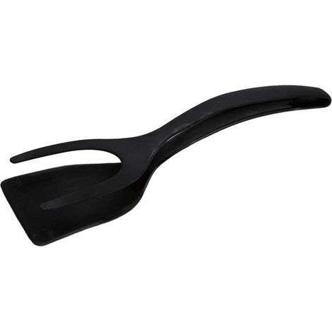 1 spatule à crêpes aux œufs, spatule à sauter multifonctionnelle 2 en 1 spatule antiadhésive en silicone pour ustensiles de cuisine (noir)