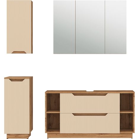Conjunto de muebles de baño Lotta, Rayas roble/cachemira, 4 partes, Vicco (1/5)