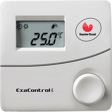 Saunier Duval – Thermostat d'ambiance filaire non programmable – Alimentation par chaudière – Largeur 96 mm – Exacontrol E Blanc