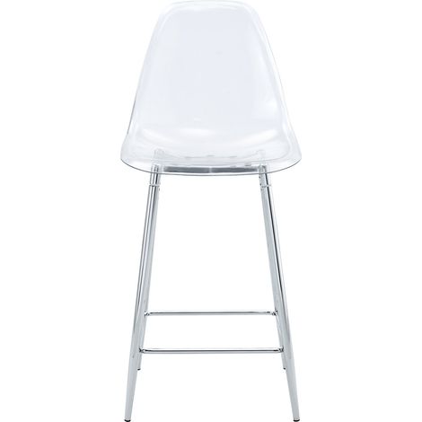Lot de 2 tabourets de bar transparents avec structure métallique argent, or ou noir, design moderne (1/5)