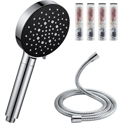 Auralum Max Doccetta con filtro per acqua dura, doccetta ad alta pressione con 6 tipi di getto, design a risparmio d'acqua, include 5 filtri di ricambio e tubo da 1,5 m, accessori per il bagno per la (1/5)