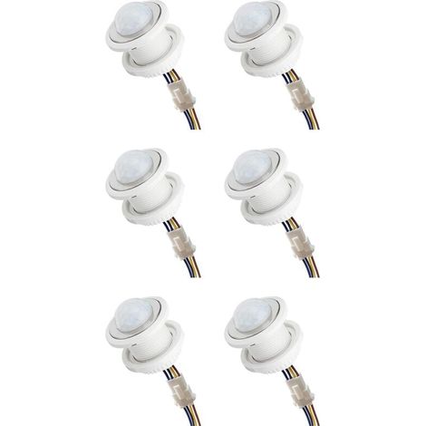 Confezione da 6 mini rilevatori di movimento PIR 110-220 V con ritardo regolabile, rilevamento intelligente a infrarossi (1/4)
