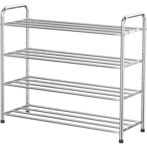 Étagère à Chaussures 4 Niveaux en Acier Inoxydable pour Ranger Les Chaussures - Peut contenir jusqu'à 12-16 Paires de Chaussures, pour Salon, vestiaire et Couloir, 68 x 26 x 65 cm (1/5)