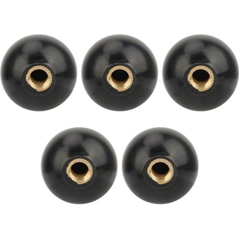 Kugelgelenkknopf mit Gewinde, 5 Stück M10x35 runde Joystickkugel aus schwarzem Bakelit mit Hebelknopf zur Maschinenbedienung, Ersatzgriffe