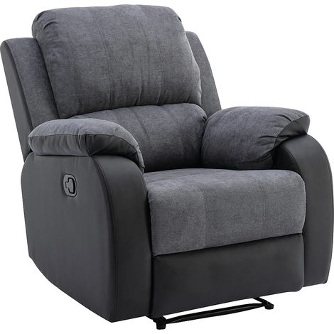Fauteuil relax en microfibre et simili gris et noir BRODY (1/5)