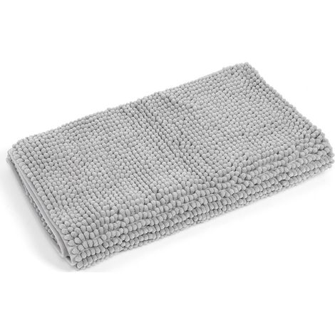 Weiche, rutschfeste Matte 50 x 120 cm für Bad, Küche, Schlafzimmer – Silbergrau