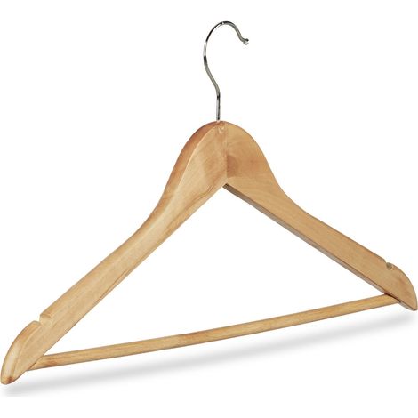 Lote de 12 perchas de madera de arce prácticas para vestidos y ropa 22,5 x 44,5 x 1,3 cm de madera de arce natural 130007303 (1/5)