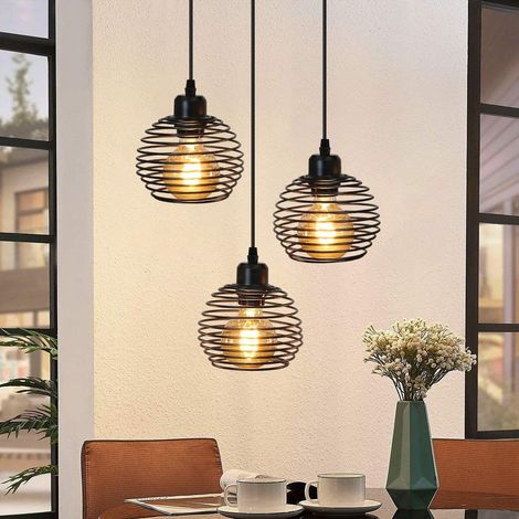 GBLY Lámpara colgante vintage, lámpara colgante industrial de metal negro para interiores, lámpara de mesa retro E27 para comedor, altura ajustable para sala de estar, pasillo y dormitorio