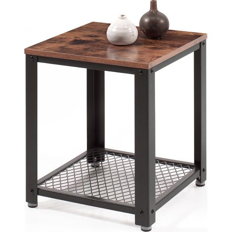 Table d'appoint carrée - 45x55x45 cm - brun vintage (1/5)