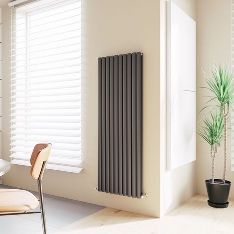 Acezanble Vertical Oval Column Radiator Central Heating Rad 1600x590mm Double Anthracite