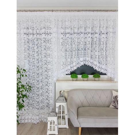 Set di tende per balcone pronte all'uso con ricami e pizzo guipure 145x250 cm + 300x160 cm (1/5)