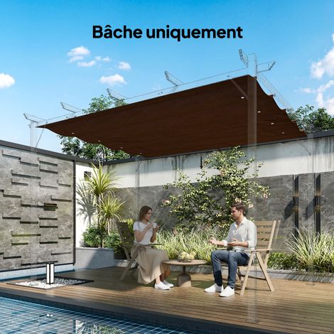 Toldo de repuesto para pérgola, parasol de repuesto, protección UV para pérgola de 3 x 2 m, color café.