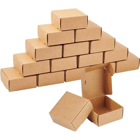 100pcs Mini Cardboard Boxes 5.5 x 5.5 x 2.5 cm Brown Cardboard Gift Boxes Kraft Jewellery Boxes Small Corrugated Cardboard Boxes for Gift Packaging and Small Items (1/3)