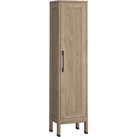 Columna Baño a Suelo 1 Puerta 160 x 35,7 x 32,5cm Roble natural Tirador Negro (1/4)