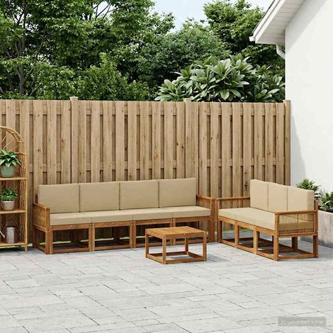 vidaXL Outdoor-Sofagarnitur 8 pcs Natur und Beige Polyester (1/5)