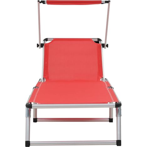 Maison Exclusive - Lettino Pieghevole con Tettuccio Alluminio e Textilene Rosso (1/5)