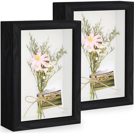 Bilderrahmen 3D Tiefer Objektrahmen Echtglas Schwarz 2er 10x15 cm (1/5)