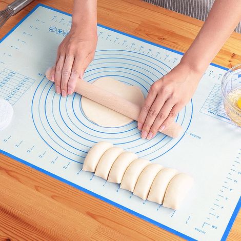 Silicone Baking Mat, Extra Thick, Non-Stick, Non-Slip, Reusable, Fondant Mat, Baking Mat (Blue, 40x50cm) (1/5)