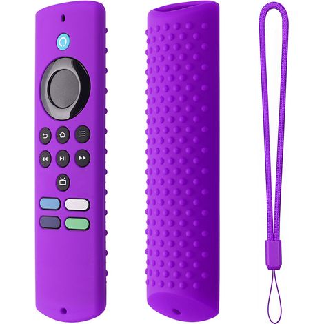 Silikonhülle mit Fernbedienung und beleuchtetem Bodenständer, kompatibel mit dem Fire TV Stick Lite 2021 (Modell 2021 Lite) + Farbe: Lila
