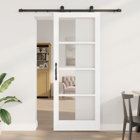 vidaXL Porte coulissante ORKDAL 83 x 211 cm Blanc et noir