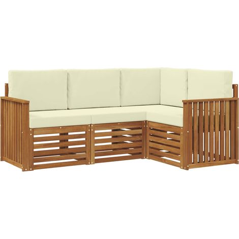 Outdoor Sofa Set 4 pcs Natural and Cream Polyester vidaXL (1/5)