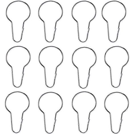 Lot de 20 crochets de rideau de douche en forme de gourde, boucles de rideau en métal antirouille pour présentoir de fenêtre (argenté)-M (1/2)