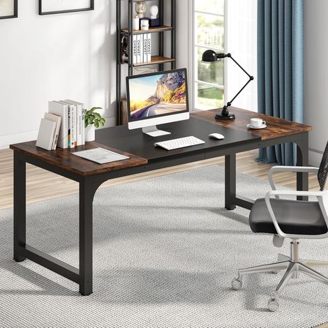 Tribesigns Bureau d'ordinateur Moderne en Bois pour Travail d'écriture sur PC, 180 x 80 x 75 cm Poste de Travail exécutif en Bois métallique, Bureau Simple pour étudiant, Table de Jeu (1/5)