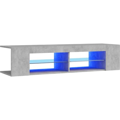 Meuble TV avec lumières LED, Étagère TV, Meuble de Salon, Gris béton 135x39x30 cm OIB1931E (1/5)