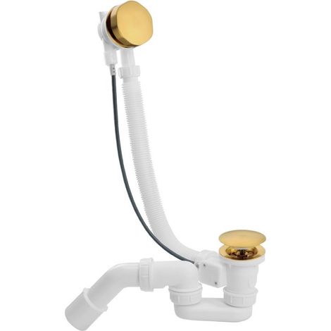 Vidage baignoire 900 mm avec siphon haut débit orientable – Clapet recouvrant métal – Bouchon de dégorgement amovible (1/4)