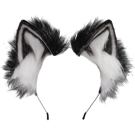 1 Diadema con orejas de gato, ajustable, de felpa sintética, antideslizante, para cosplay y fiestas. (1/5)
