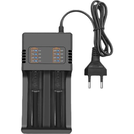 Universelles intelligentes Ladegerät für 18650-Akkus, intelligentes USB-Ladegerät mit 2 Steckplätzen für wiederaufladbare Akkus