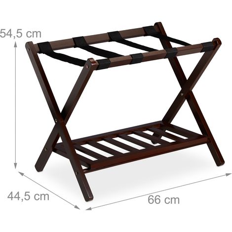 Portavaligie pieghevole per casa e viaggi 54,5 x 66 x 44,5 cm salva-spazio in legno nero 130010442