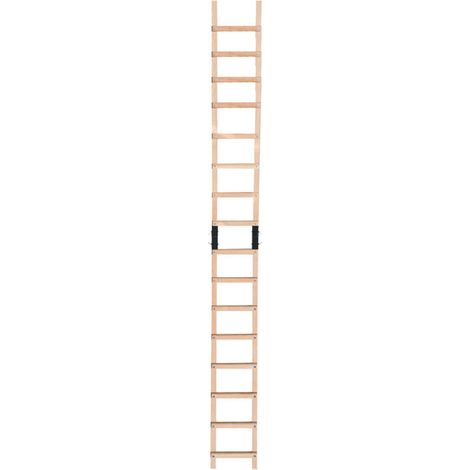 Hailo – Échelle de toit en bois épicéa traité – 2x10 échelons striés – Charge max 150kg – Espacement 25cm – Charnières en aluminium avec sécurité